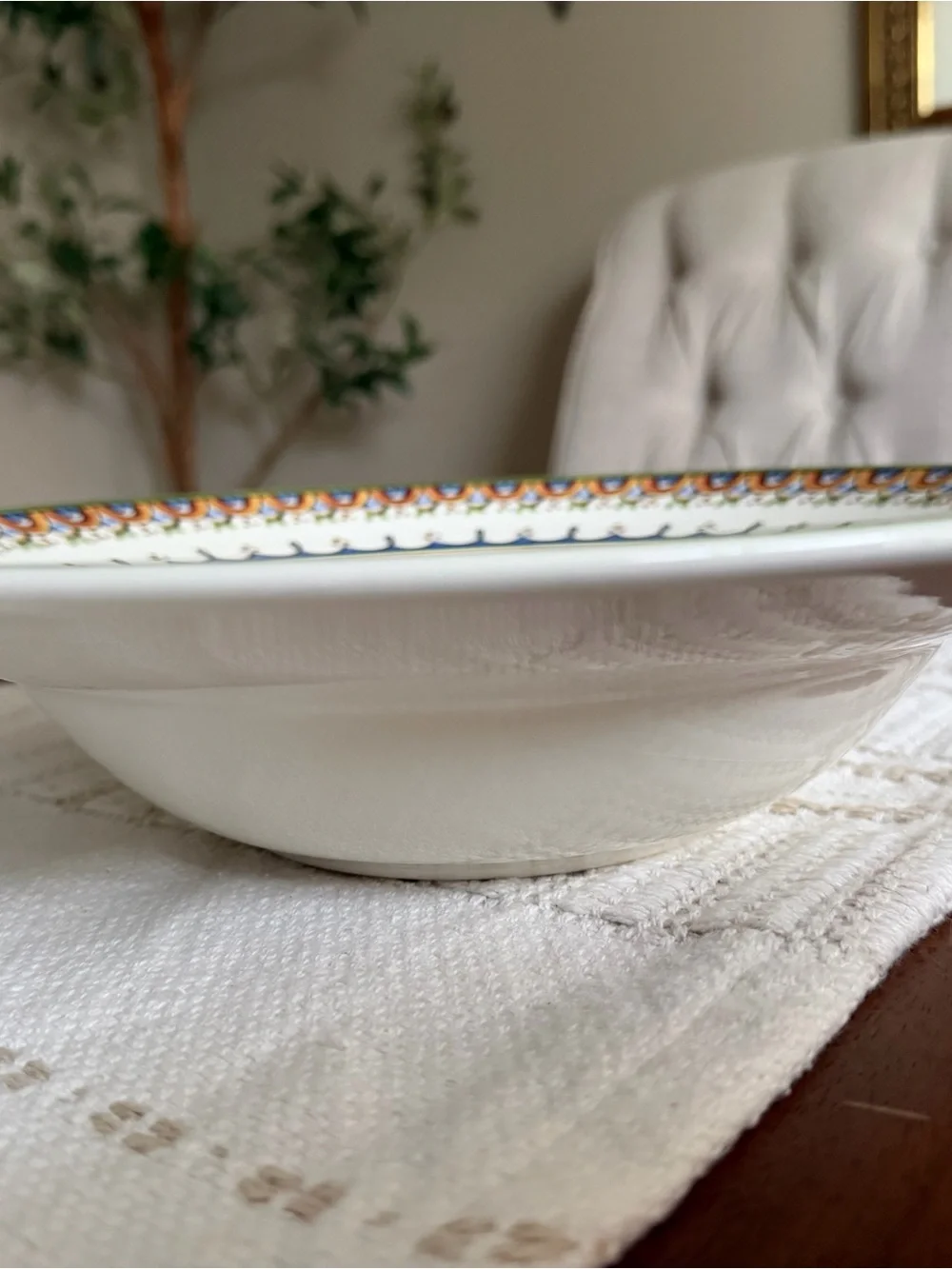 Deruta Style Ceramic Peacock Pasta Bowl